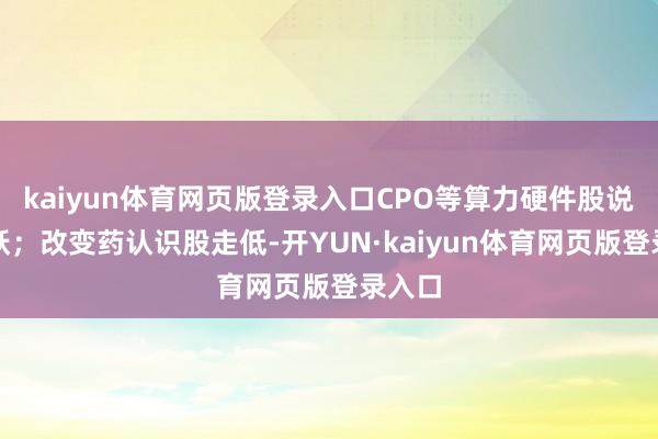 kaiyun体育网页版登录入口CPO等算力硬件股说明活跃；改变药认识股走低-开YUN·kaiyun体育网页版登录入口